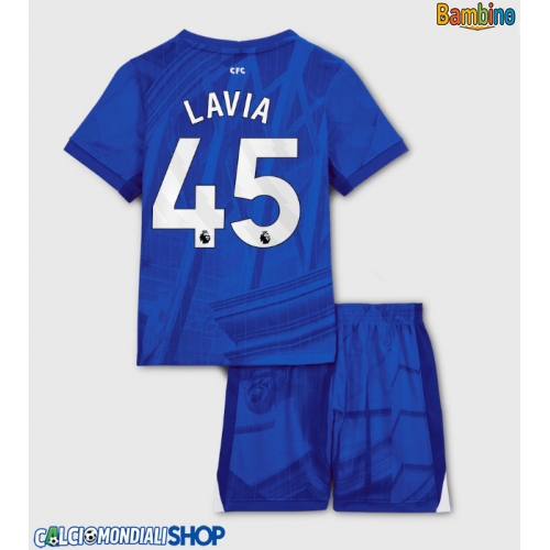 Maglie da calcio Chelsea Romeo Lavia #45 Prima Maglia Bambino 2025-26 Manica Corta + Pantaloni corti)
